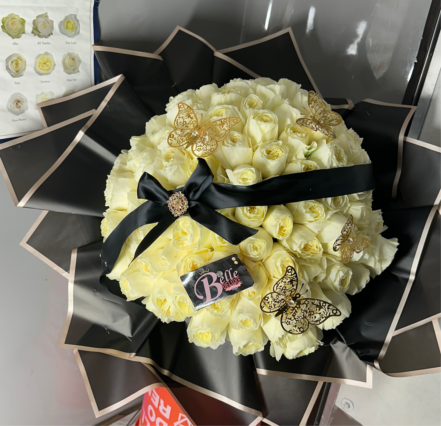 100 White rose bouquet