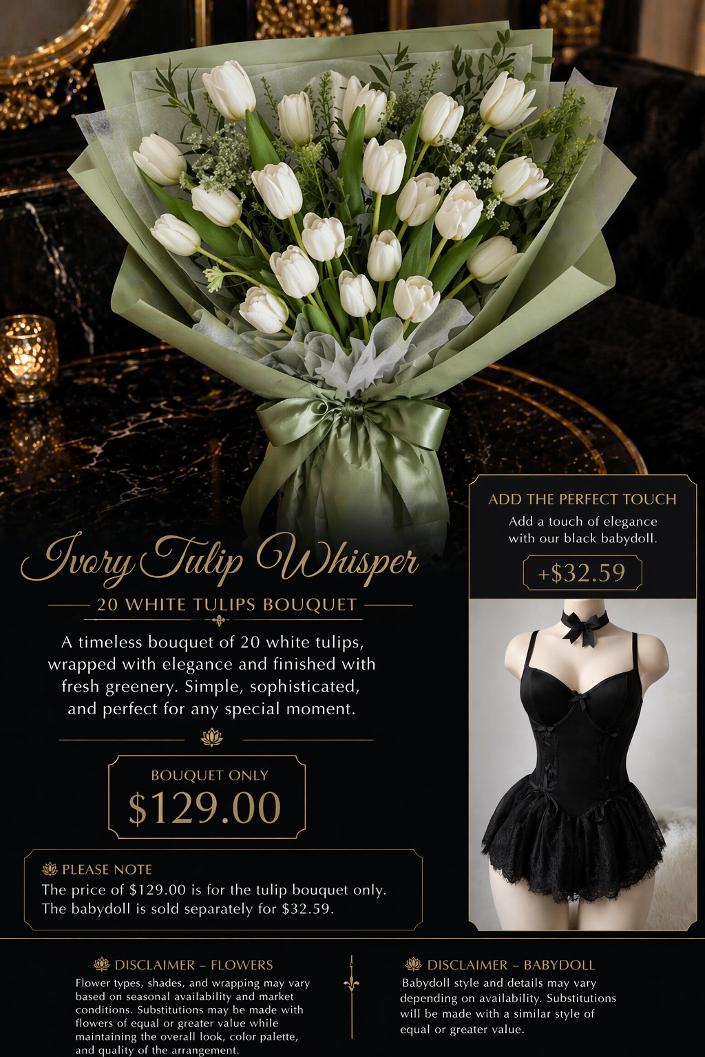 Ivory tulip whisper set