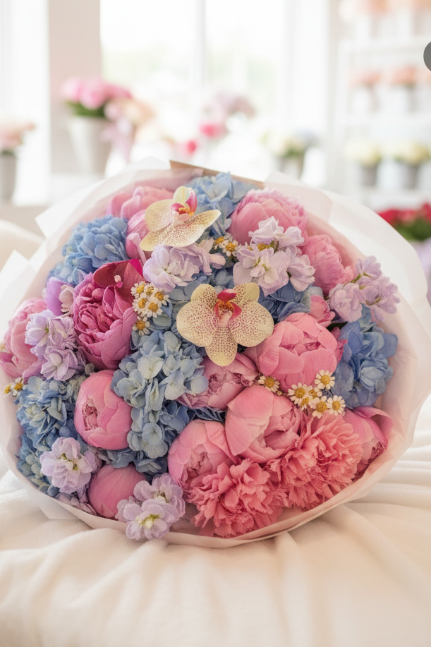 Wrap - Peonies, hydreangeas and snapdragon