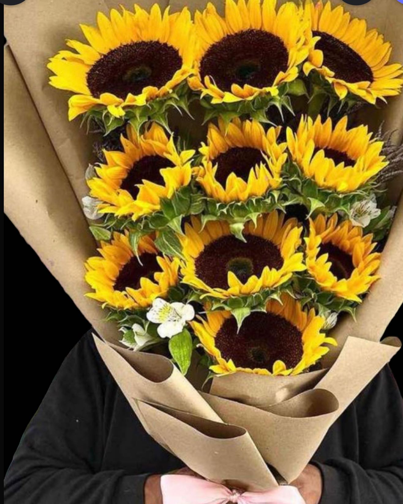 Sunflowers on brown paper