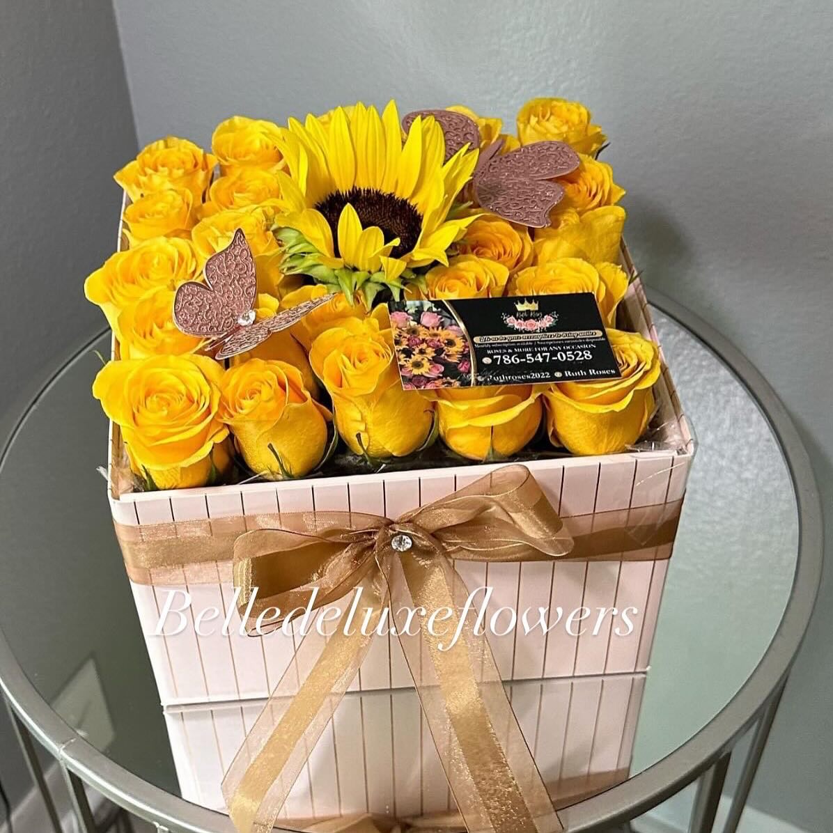 Yellow flowers in a box