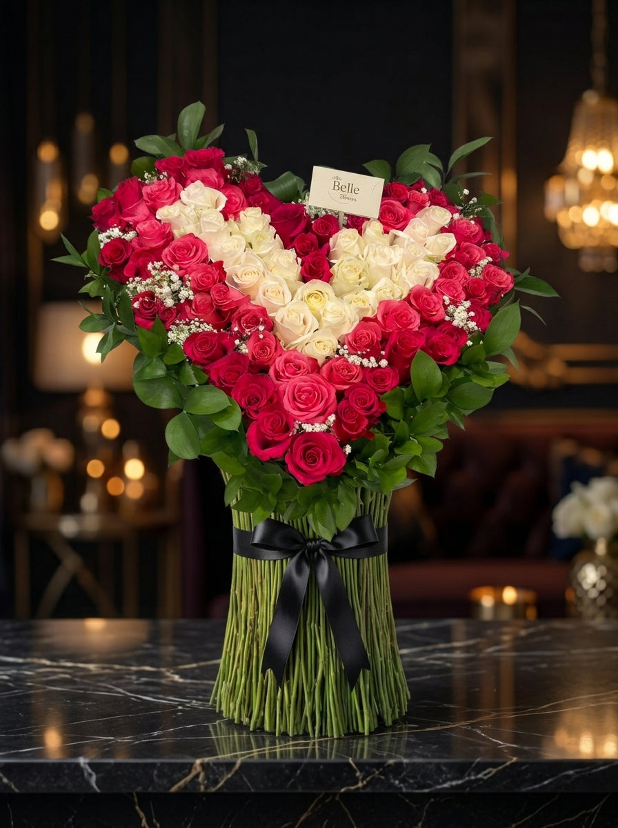 3D Heart - 100 Roses