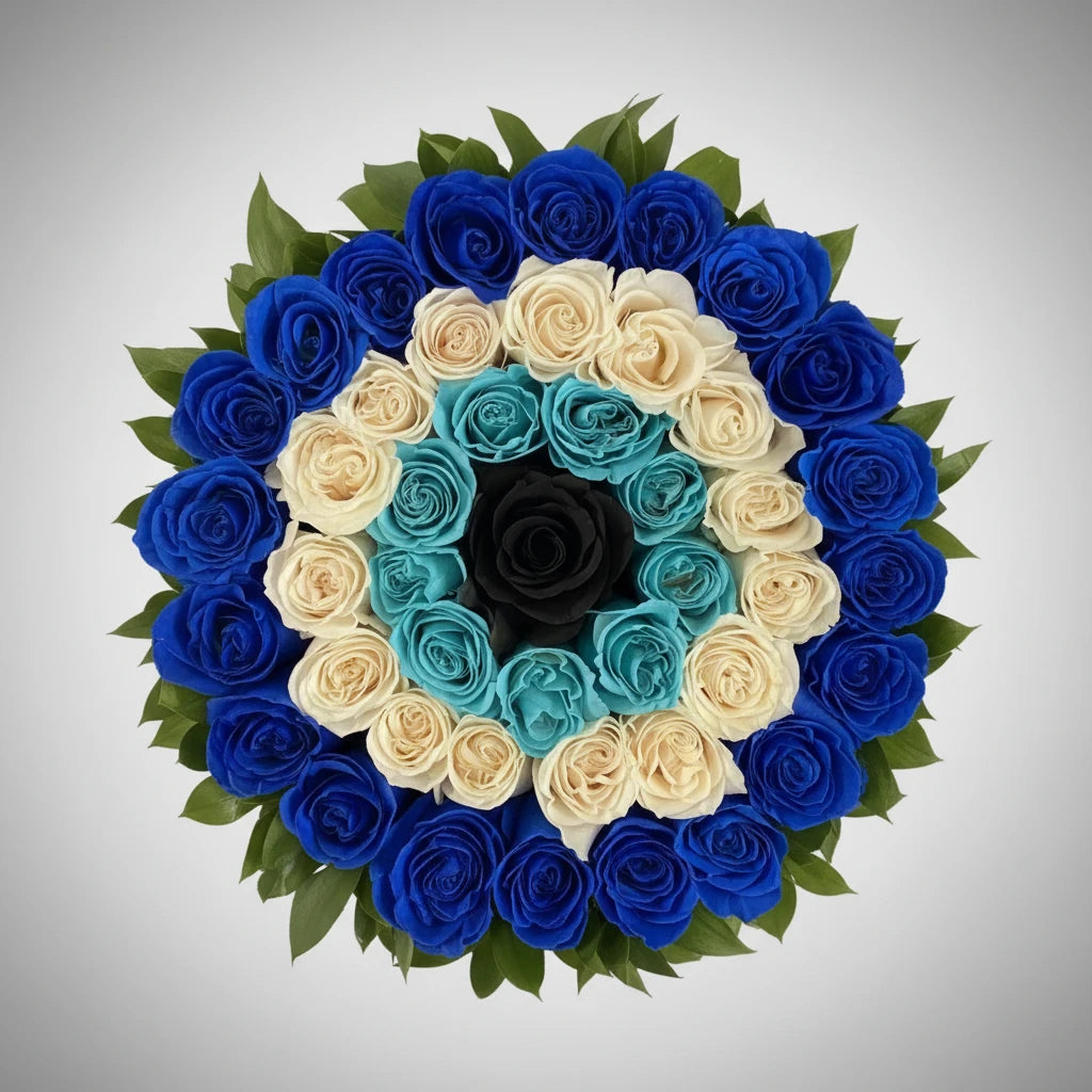 Blue, white, turquoise, black roses  - Wrap roses