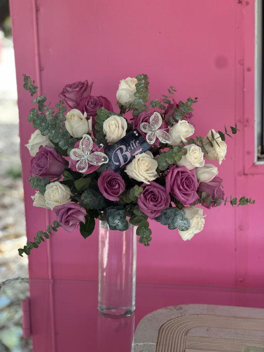 Roses floating on vase