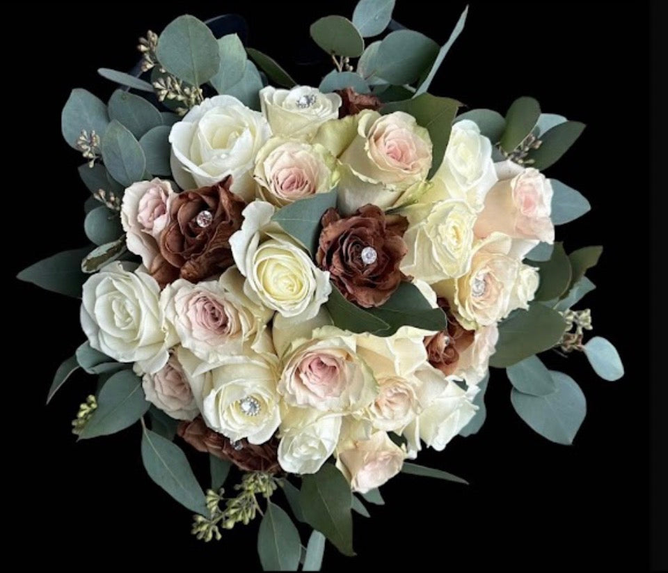 Bride Bouquet - brown, pink and white roses