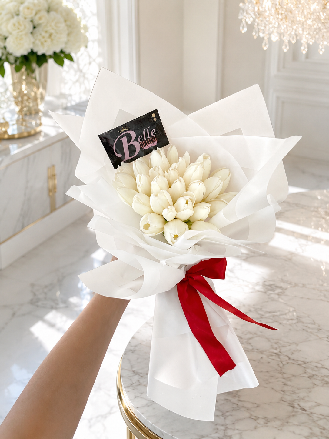 30 White tulips wrap
