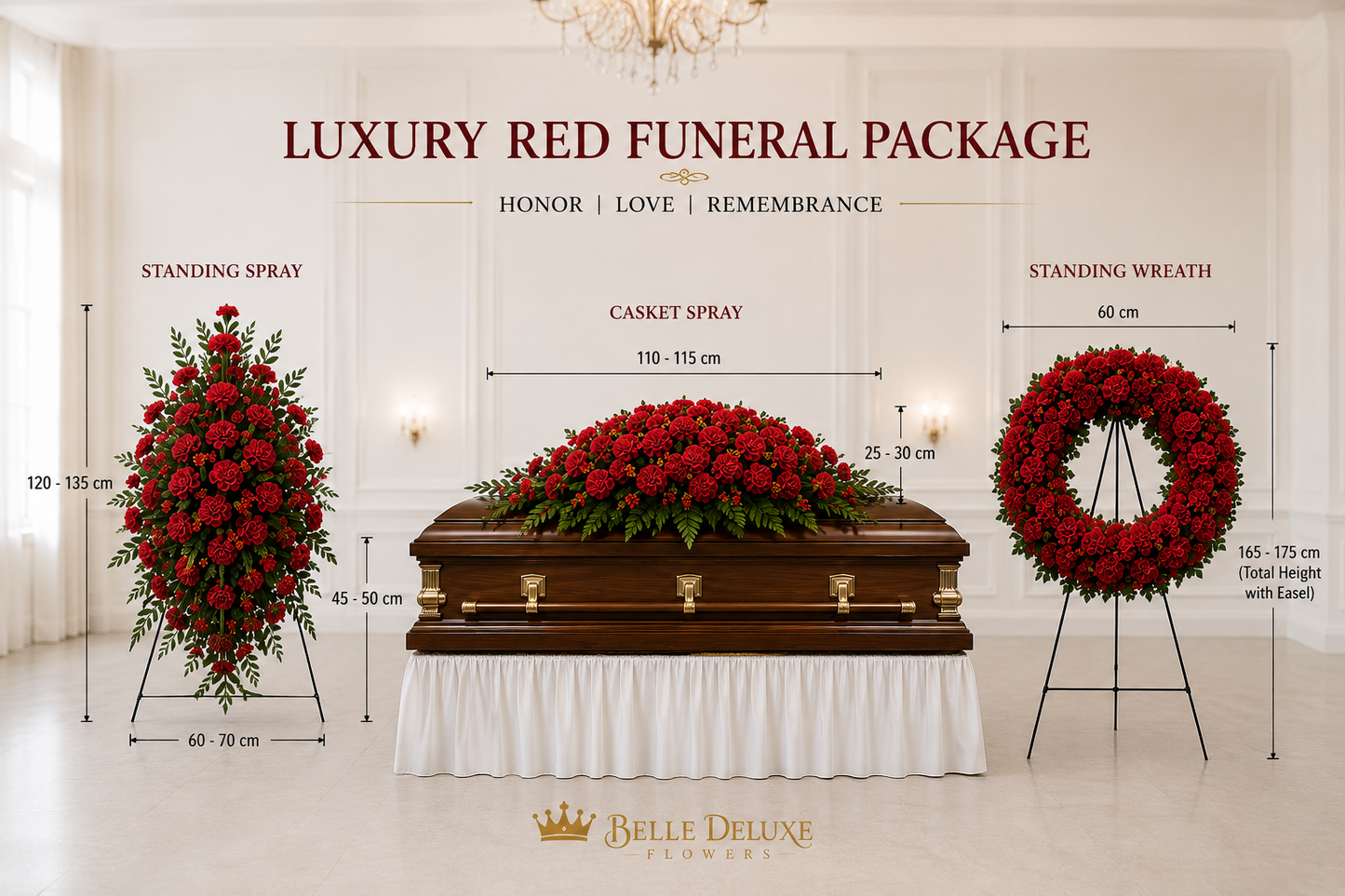Luxury Red Carnation Funeral Package