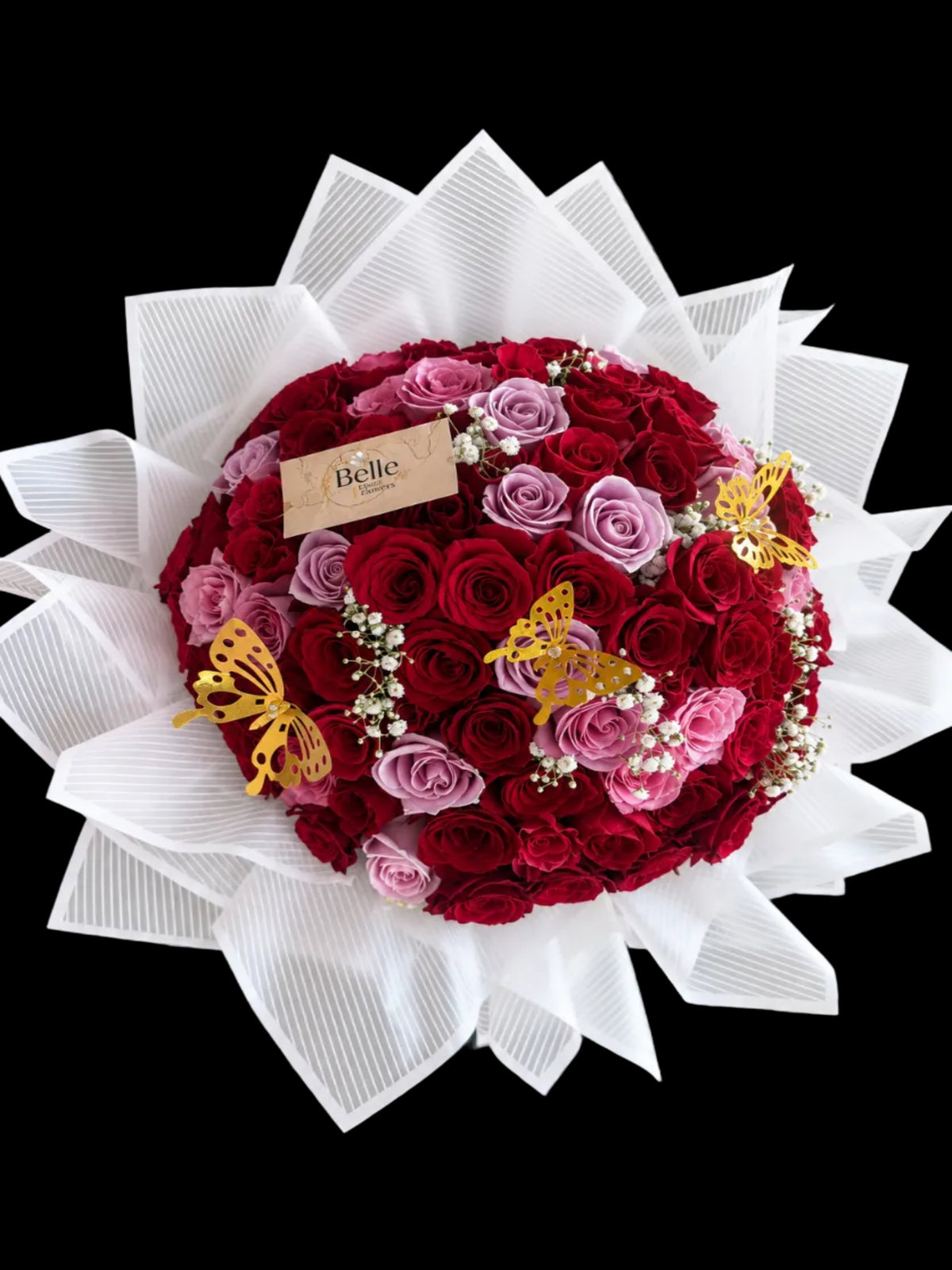 100 Wrap hot pink and light pink Roses