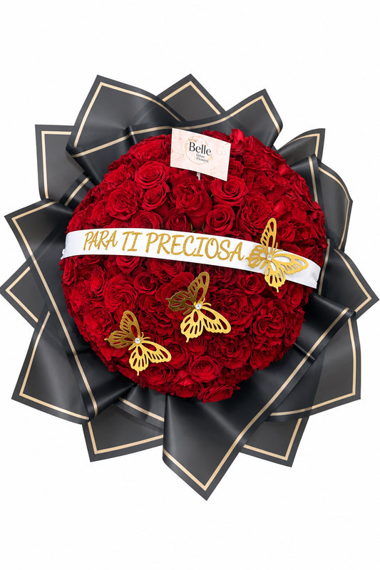 Golden Desire -  Wrap; 100 Red roses