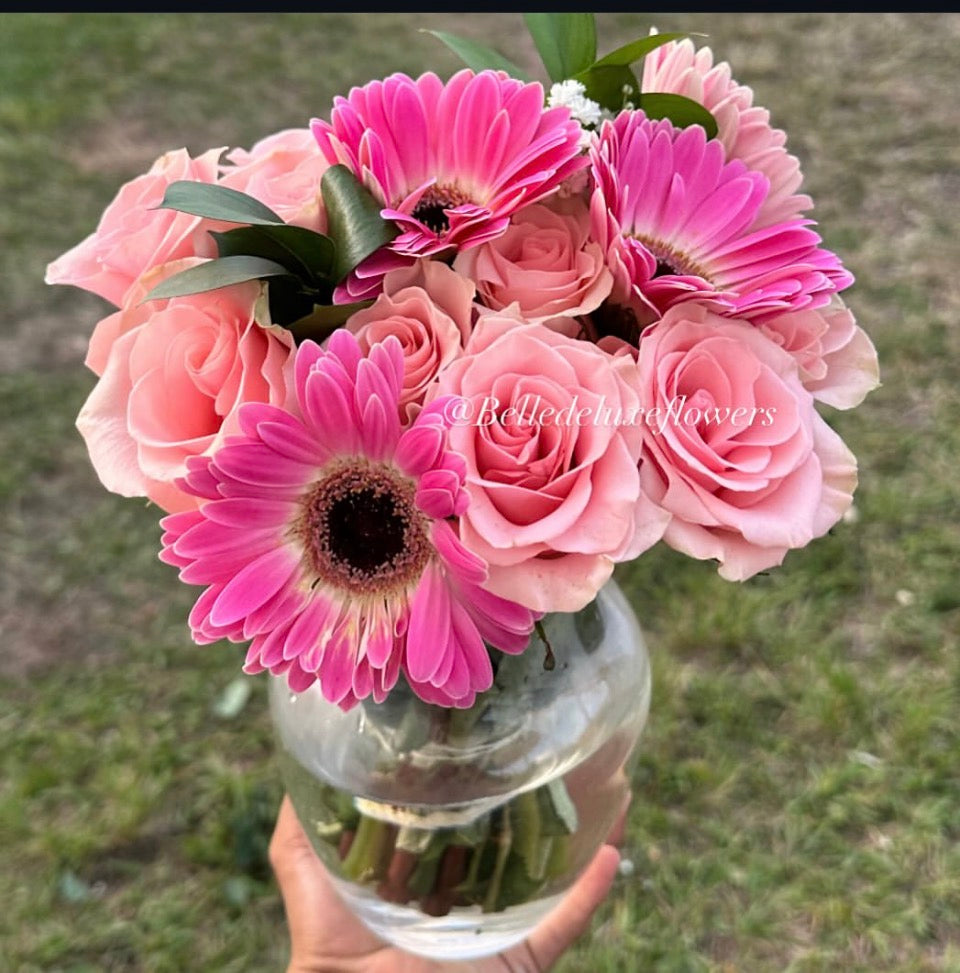 Roses and gerberas on vase