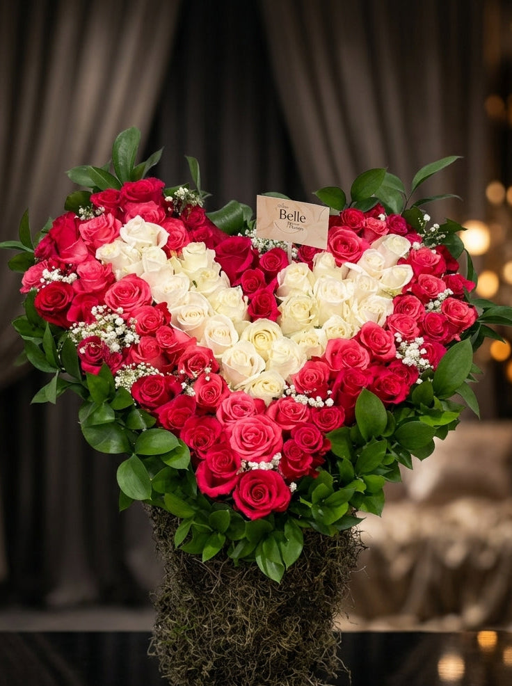 3D Heart - 100 Roses