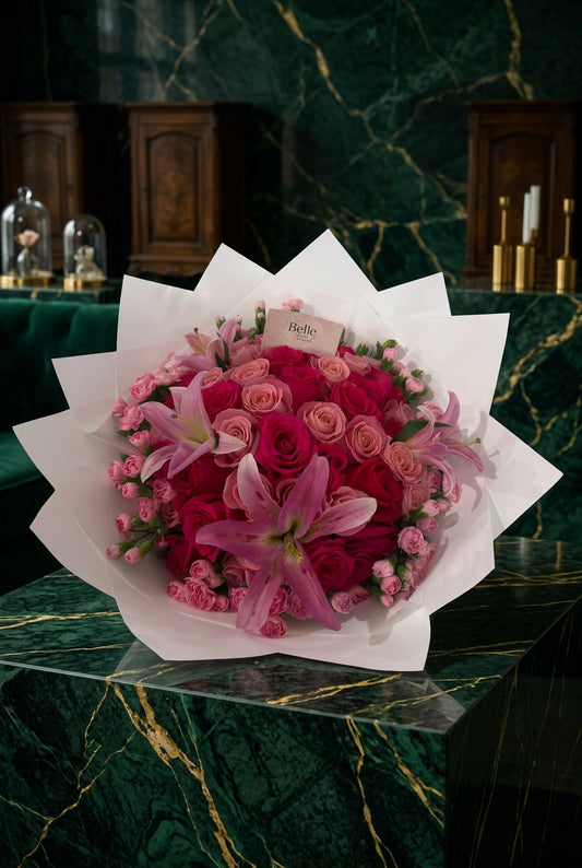 Luxury Wrap Bouquet - Claveles, lilies and roses
