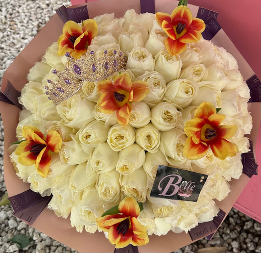 100 rose bouquet with tulips