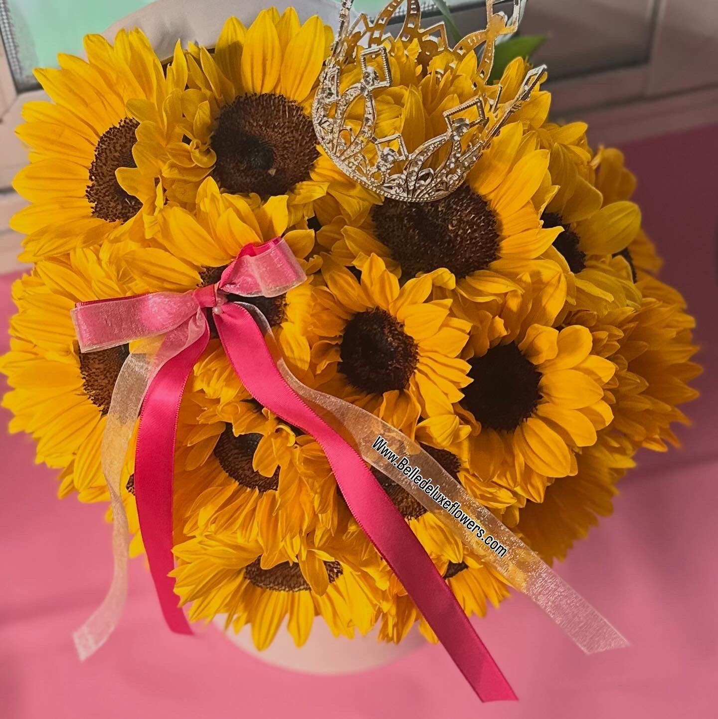 Sunflowers on a box queen