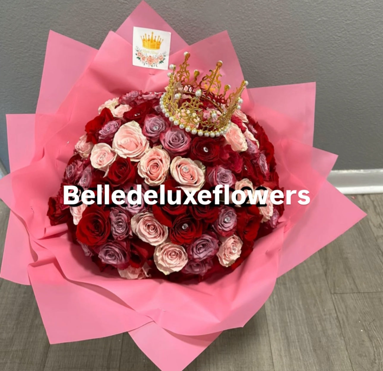 100 rose bouquet pink and red