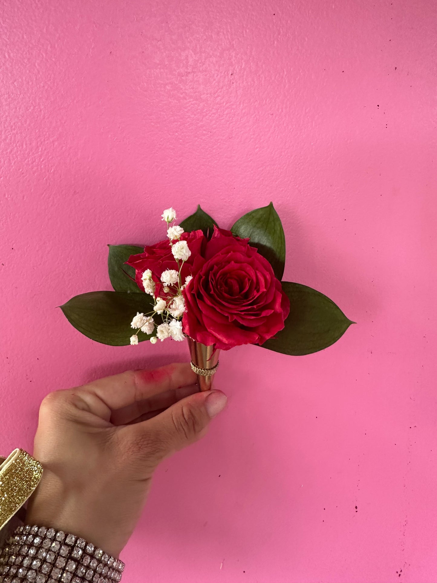 Red corsage and boutonniere